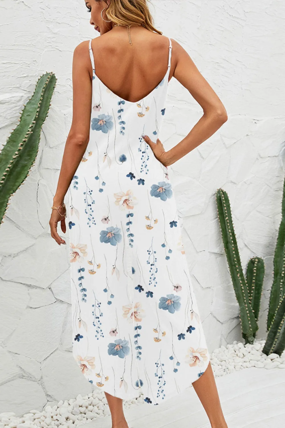 🌼 Shiny Printed Scoop Neck Wide-Leg Jumpsuit 🌼