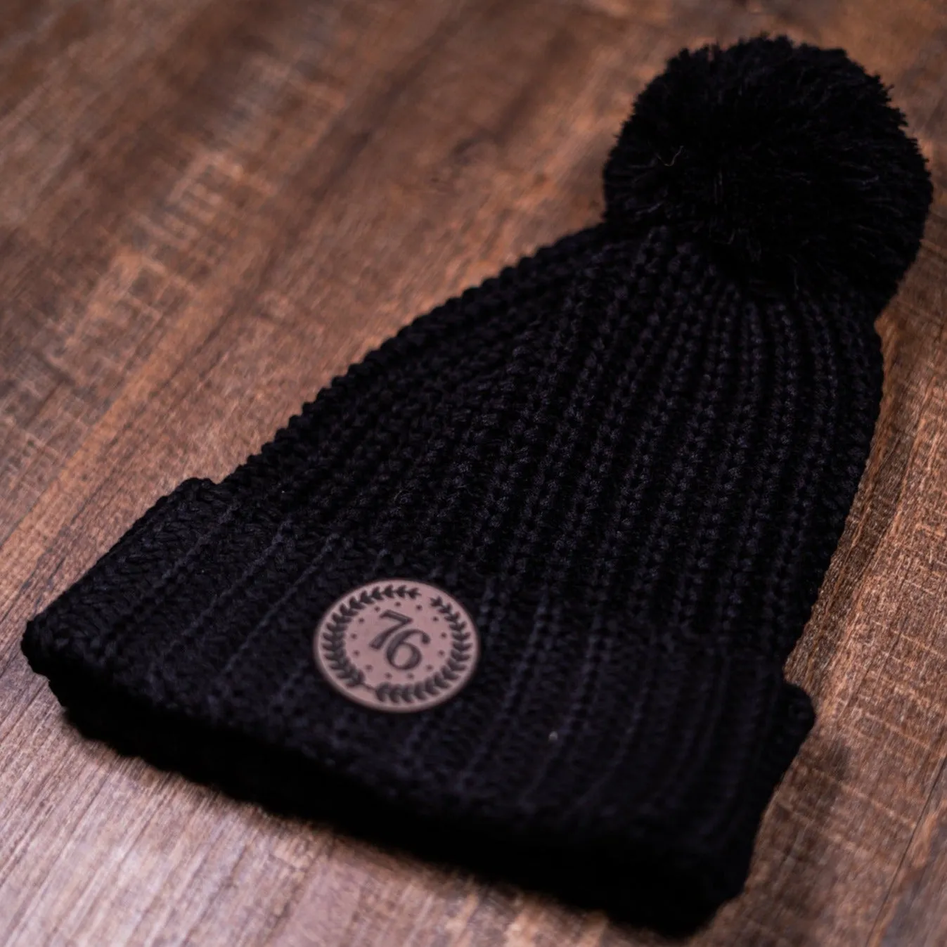 1776 United 76 Crest Pom Beanie - Unisex, Black