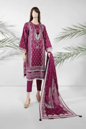 3 PC unstitched Premium Lawn Shirt & Trouser With Dyed Dupatta