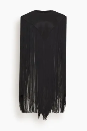 4 Ply Silk Fringe Cape in Black