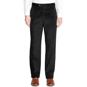 8 Wale Luxury Italian Corduroy Pant in Black, Size 38 (Milan Double Reverse Pleat) by Berle