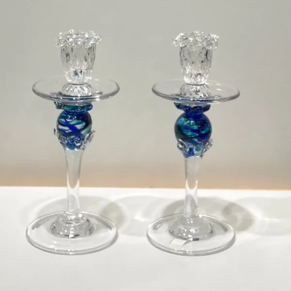 8" Ocean Splash Candlesticks - pair