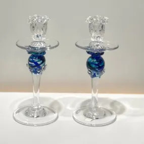 8" Ocean Splash Candlesticks - pair