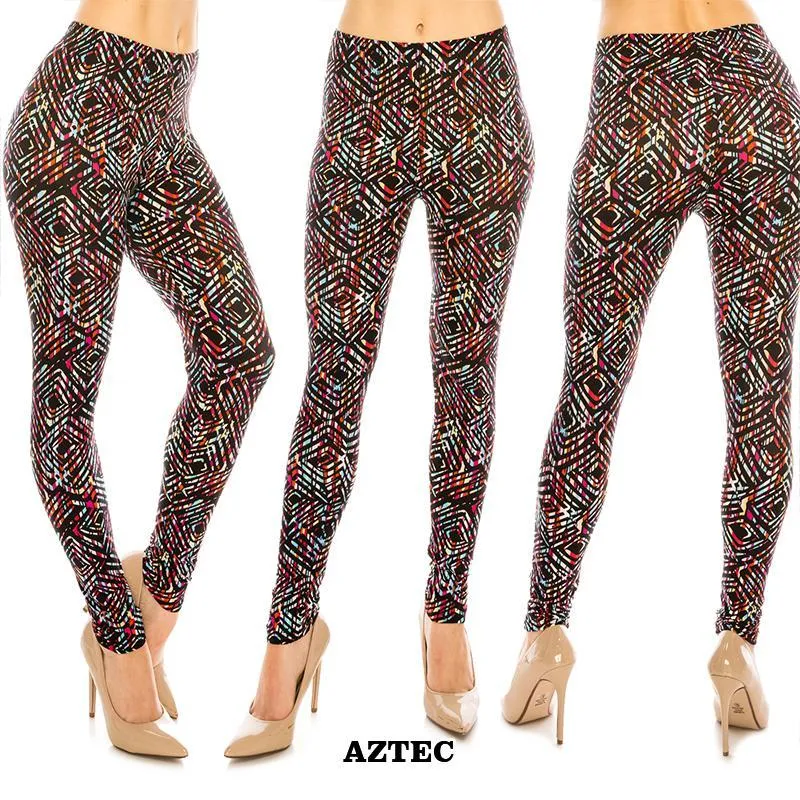 Abstract & Tribal Patterned Ultra Soft Leggings (Regular/Plus Size)