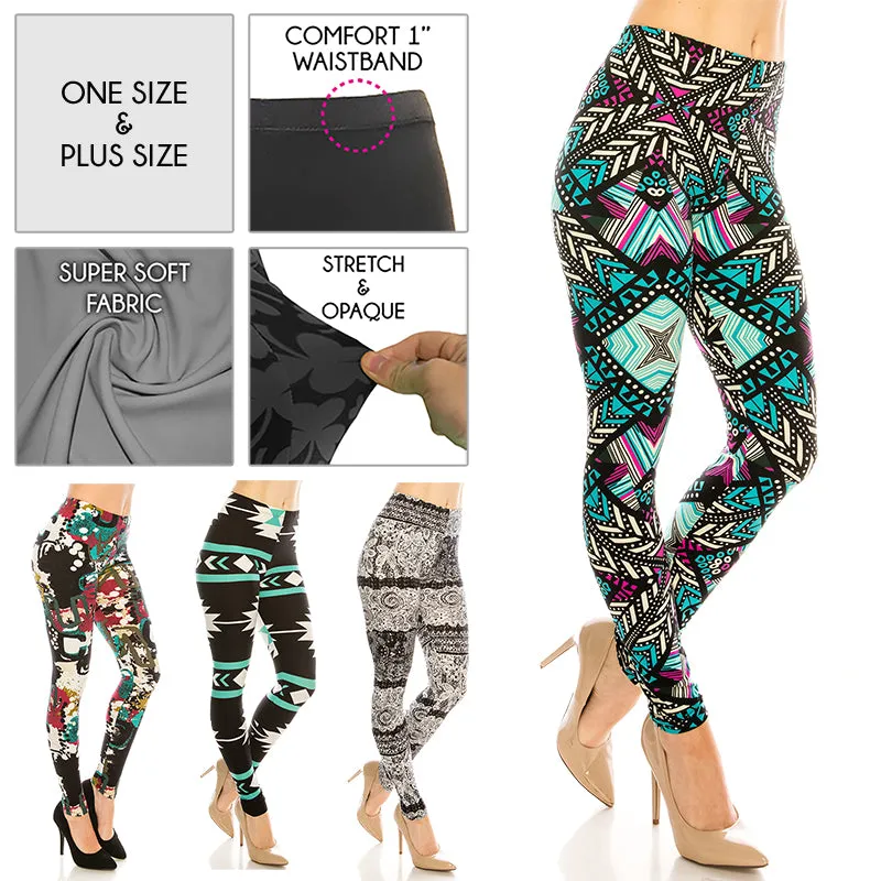 Abstract & Tribal Patterned Ultra Soft Leggings (Regular/Plus Size)