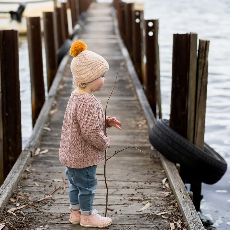 Acorn Oslo Merino Ribbed Beanie - Cream/Mustard