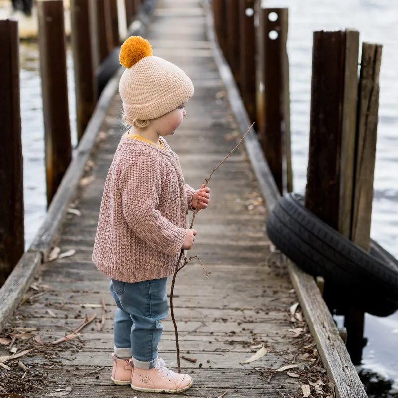 Acorn Oslo Merino Ribbed Beanie - Cream/Mustard