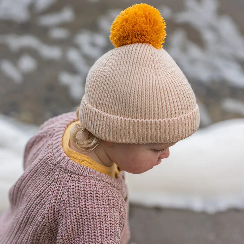 Acorn Oslo Merino Ribbed Beanie - Cream/Mustard