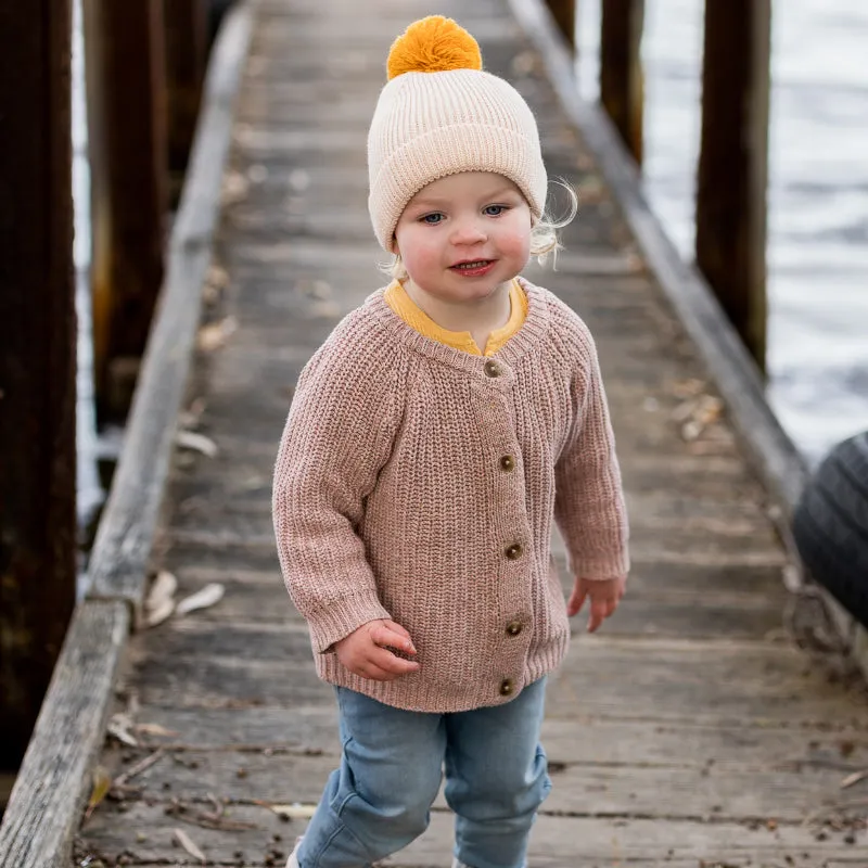 Acorn Oslo Merino Ribbed Beanie - Cream/Mustard