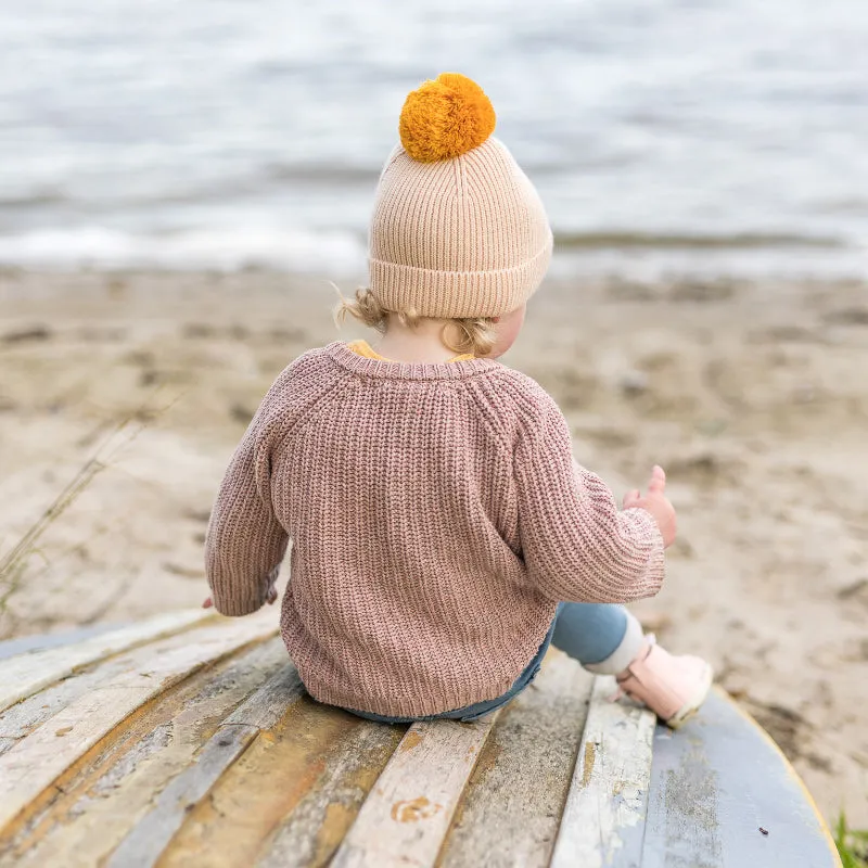 Acorn Oslo Merino Ribbed Beanie - Cream/Mustard