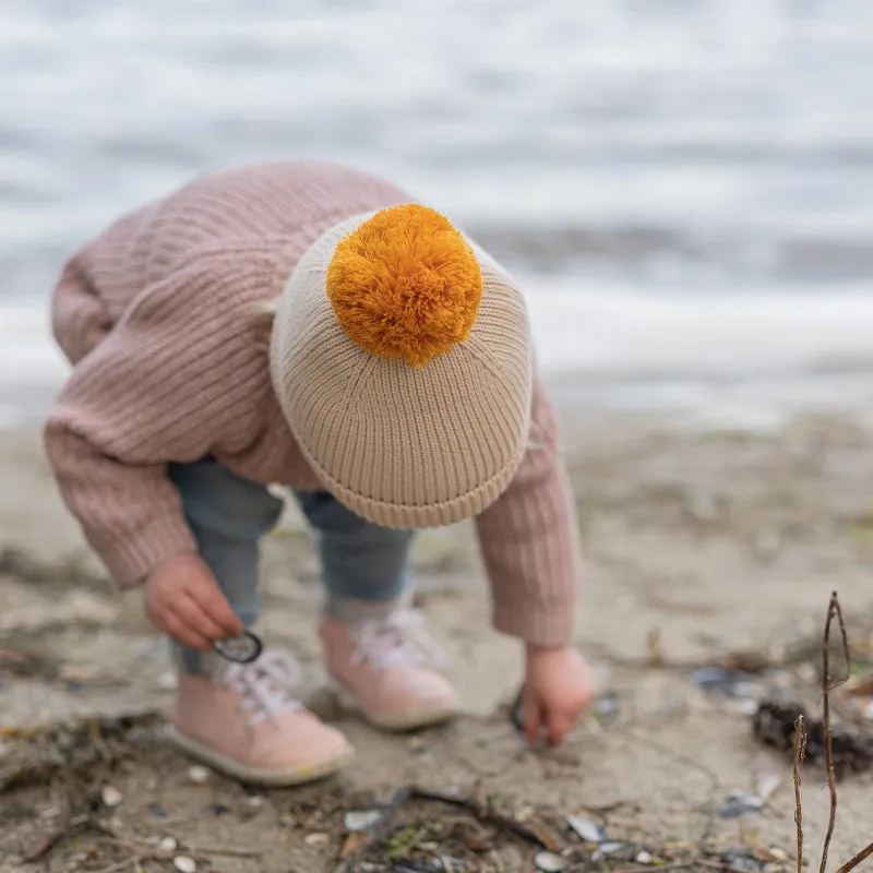 Acorn Oslo Merino Ribbed Beanie - Cream/Mustard