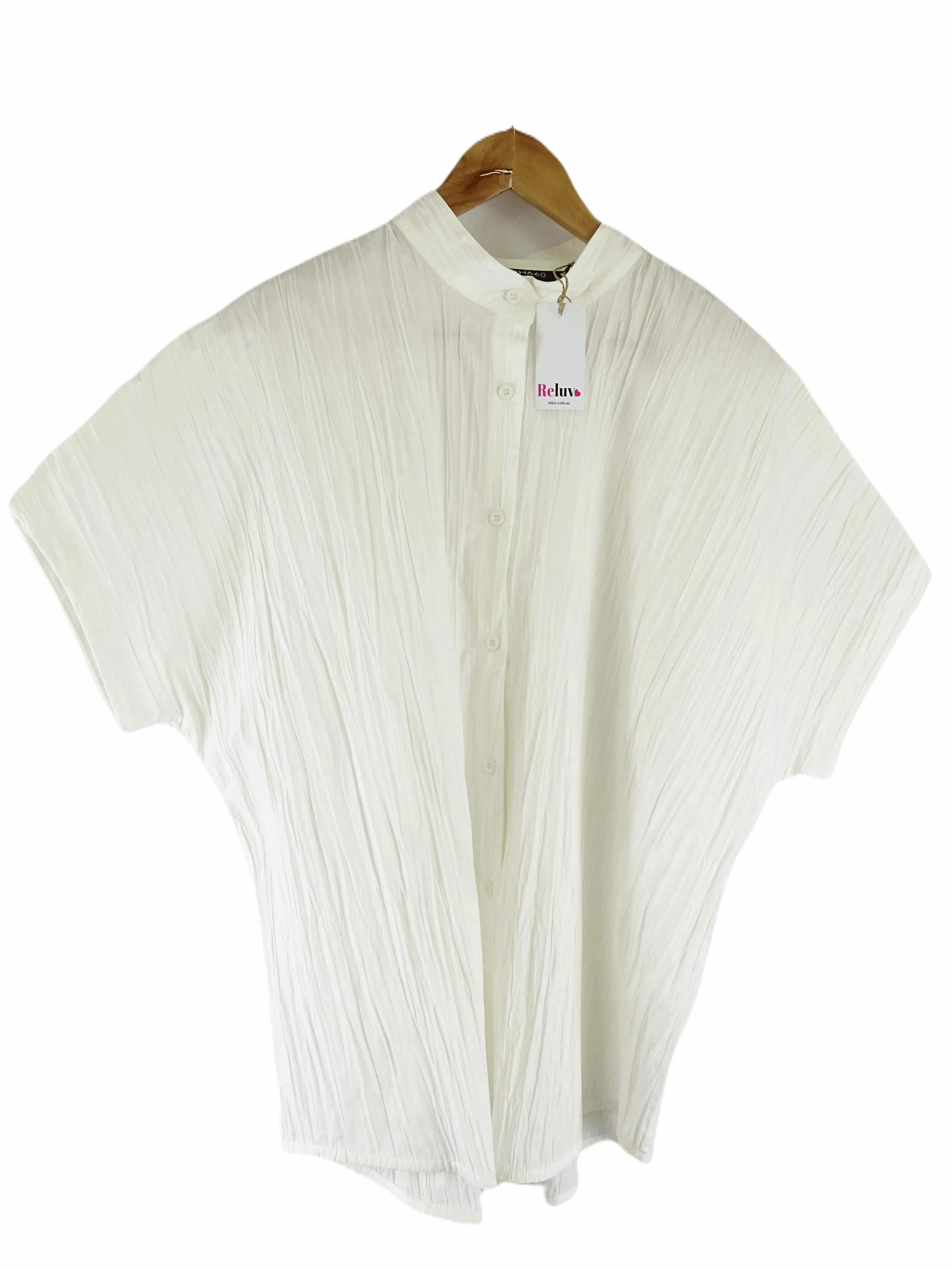 Alpha60 White Boxy Button-Down Shirt M