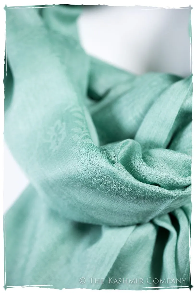 Aqua Haze Paisley Kashmir Wool Scarf