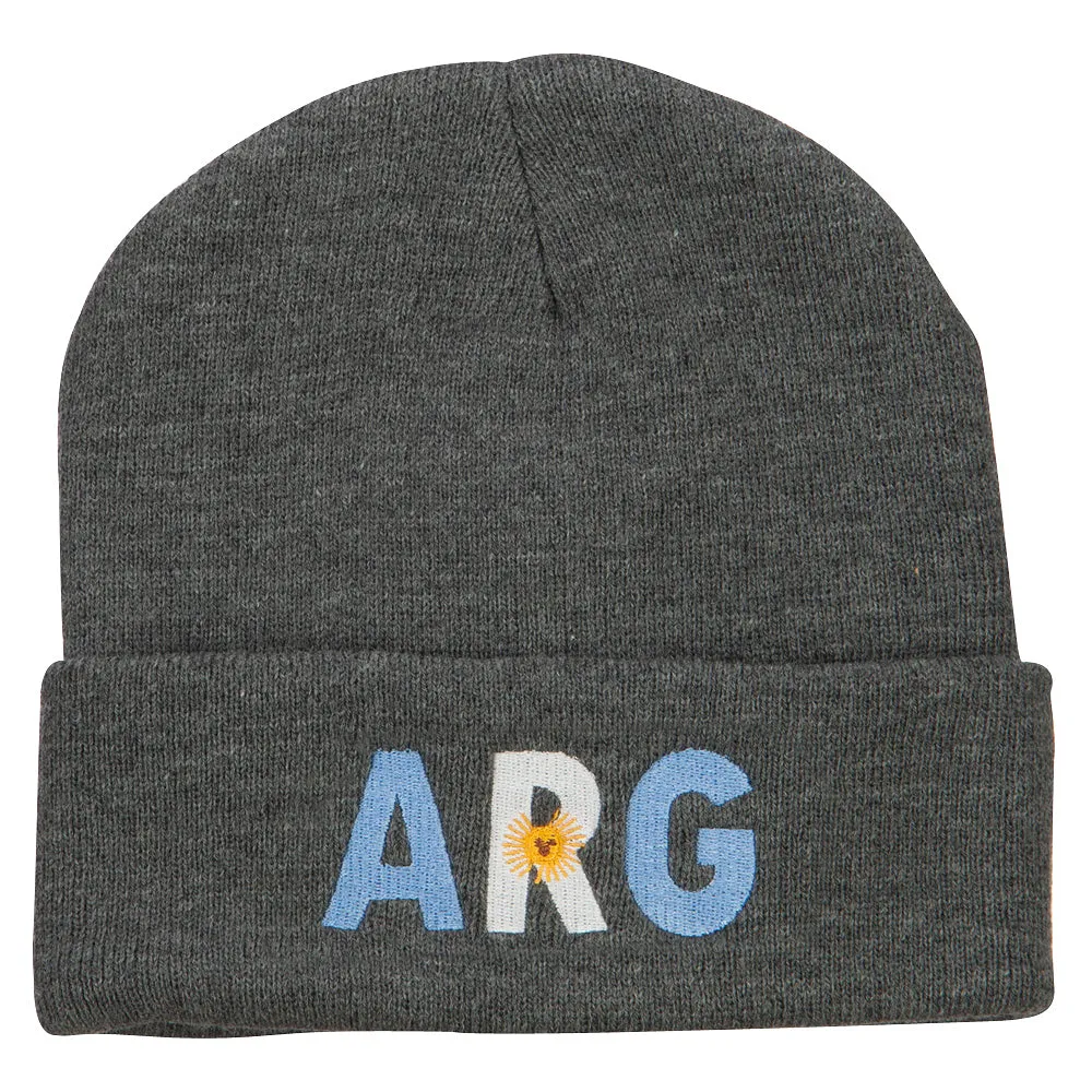 Argentina ARG Flag Embroidered Long Beanie