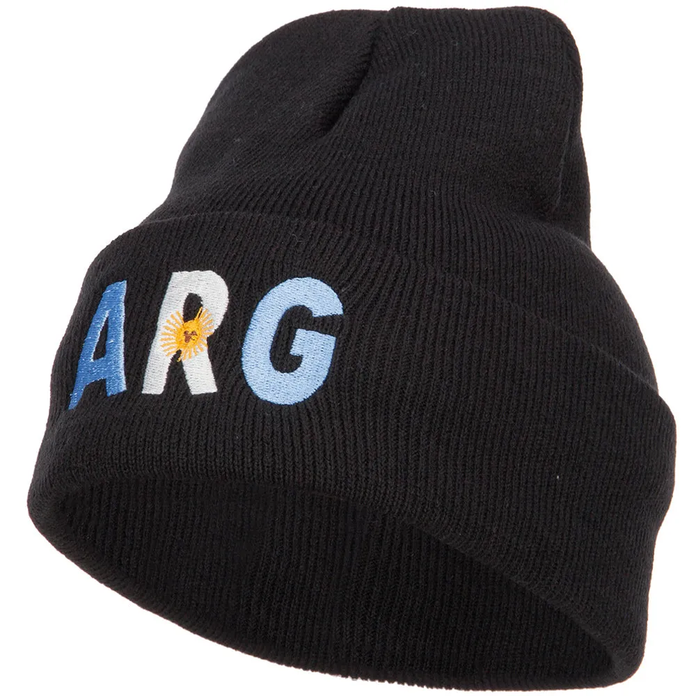 Argentina ARG Flag Embroidered Long Beanie