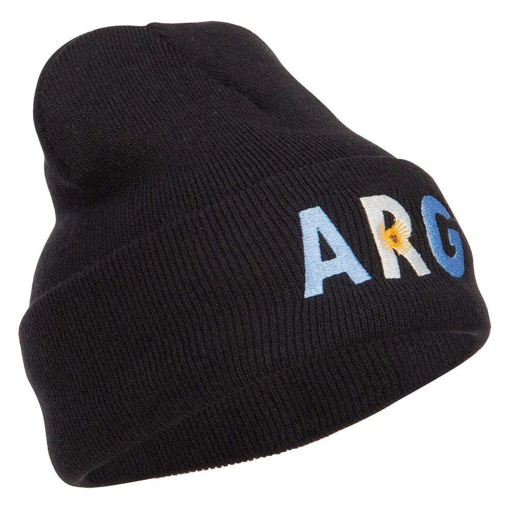 Argentina ARG Flag Embroidered Long Beanie