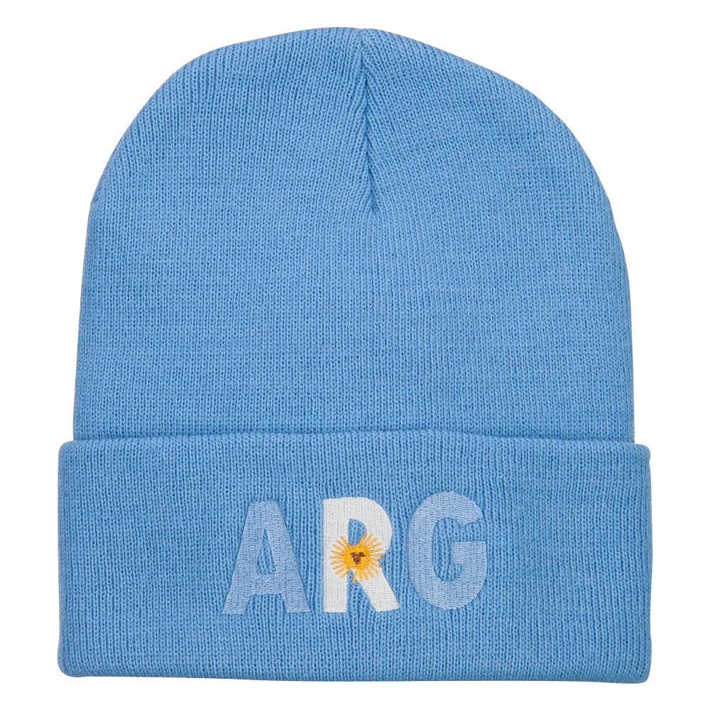 Argentina ARG Flag Embroidered Long Beanie