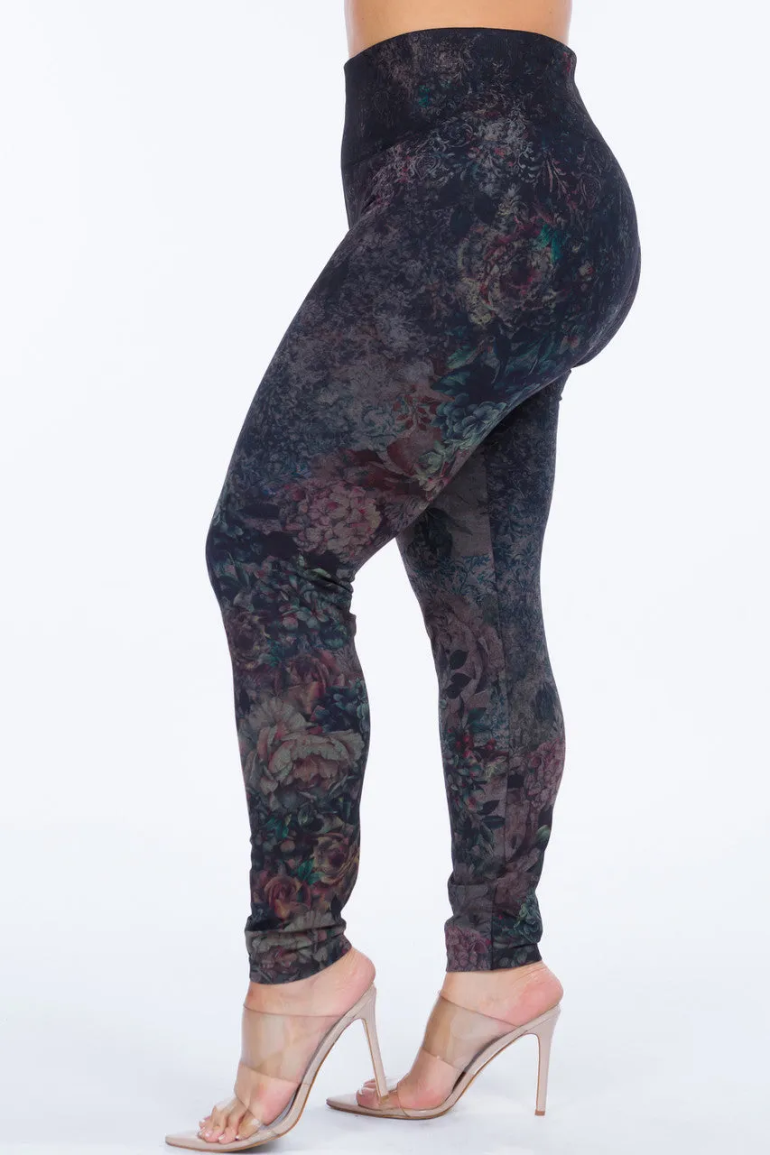 B4292FB High Waist Sublimation Full Length Rose Legging