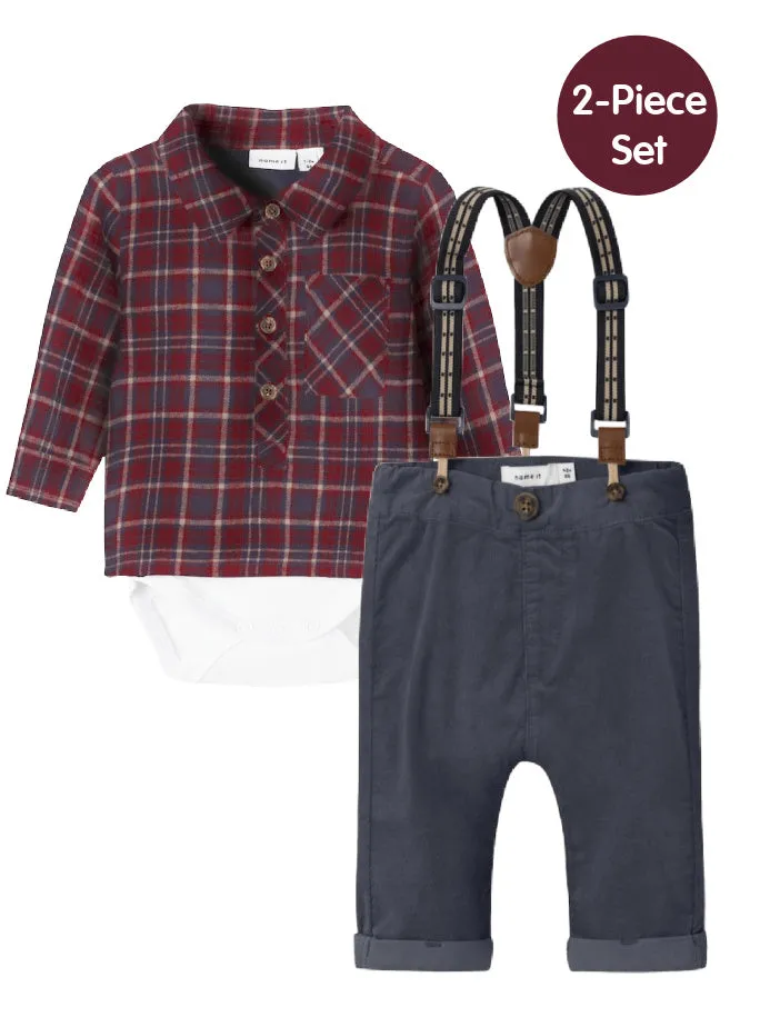 Baby Boy Checked Shirt & Corduroy Pants Set