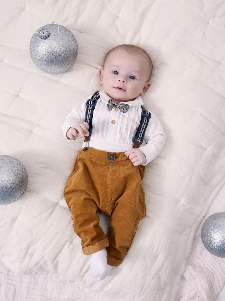 Baby Boy Soft Cotton Corduroy Pants with Braces