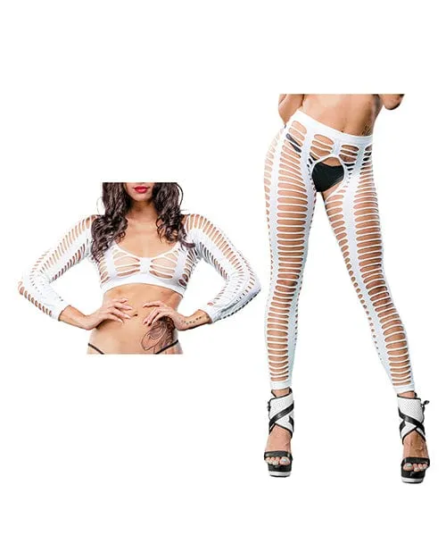 Beverly Hills Naughty Girl Crotchless All Over Straps Mesh Leggings One Size Fits Most