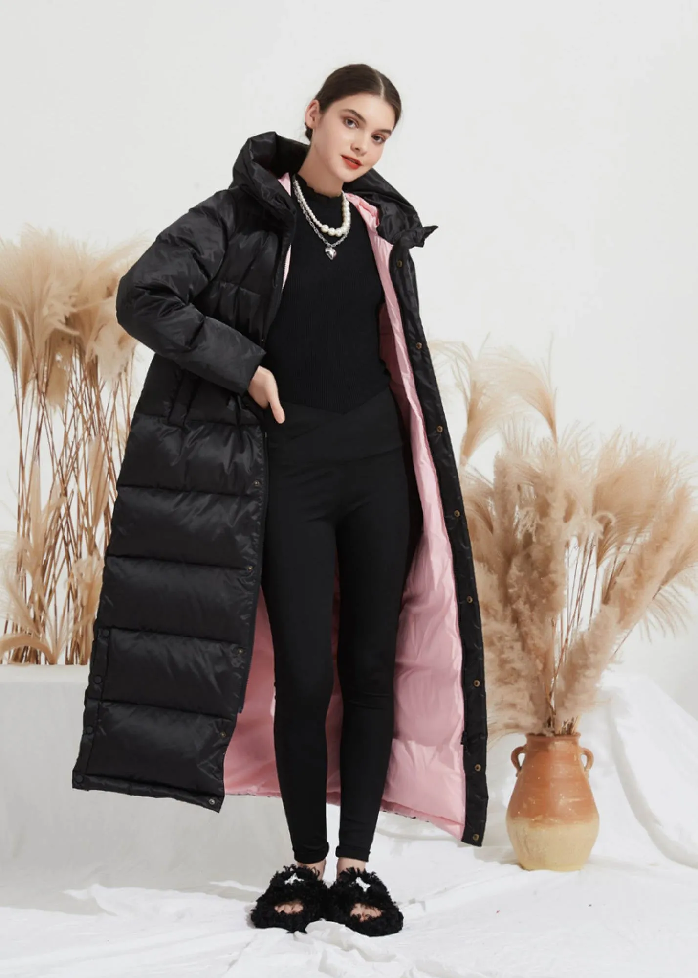 Black Duck Down Longline Hooded Puffer Parka