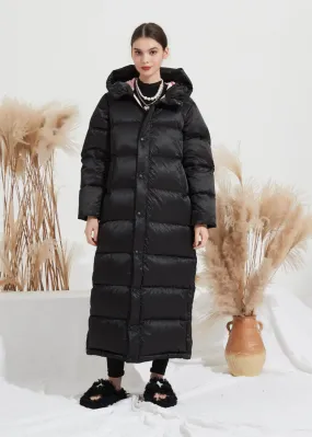 Black Duck Down Longline Hooded Puffer Parka