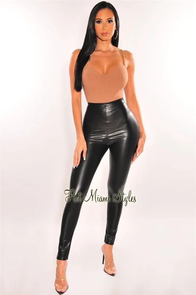 Black Faux Leather High Waist Leggings