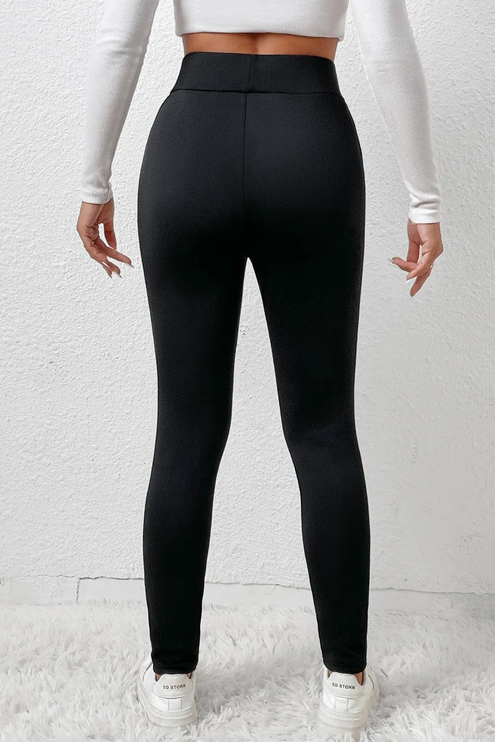 Black Fleece Lining Winter Thermal High Waist Leggings