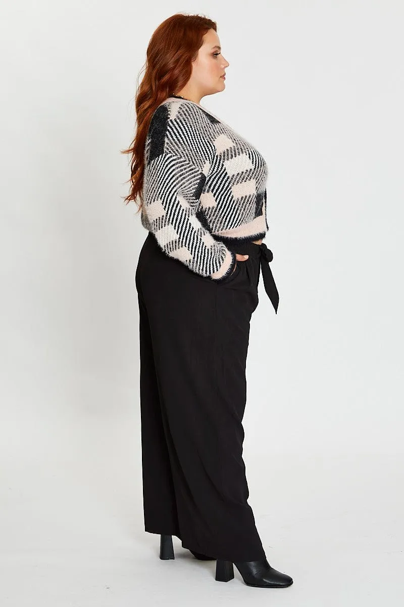 Black High Waist Wide Leg Crepe Pants