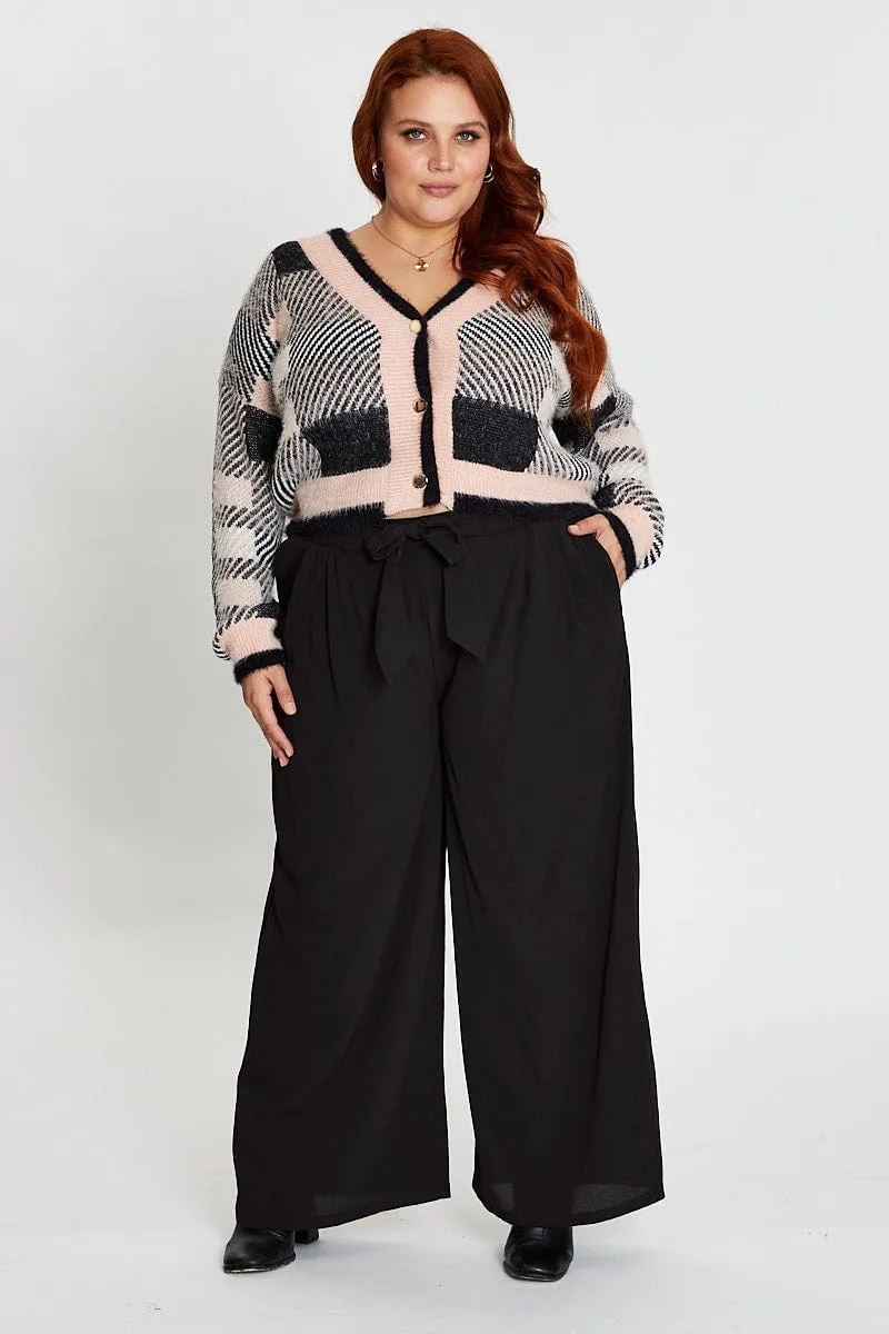 Black High Waist Wide Leg Crepe Pants