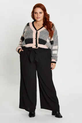 Black High Waist Wide Leg Crepe Pants