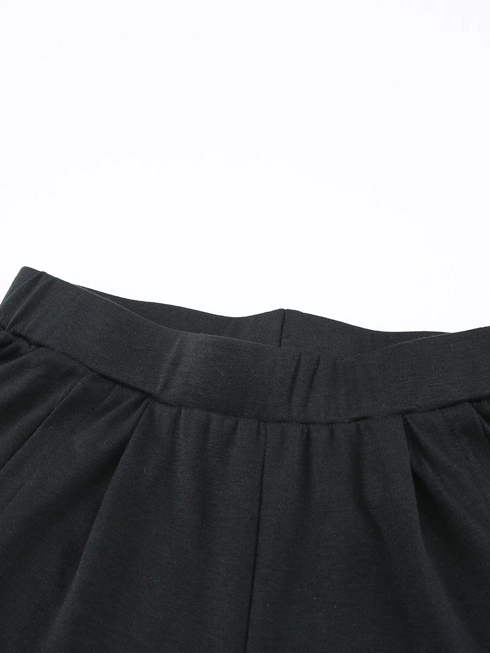 Black Tulip Hem High Waist Wide Leg Pants