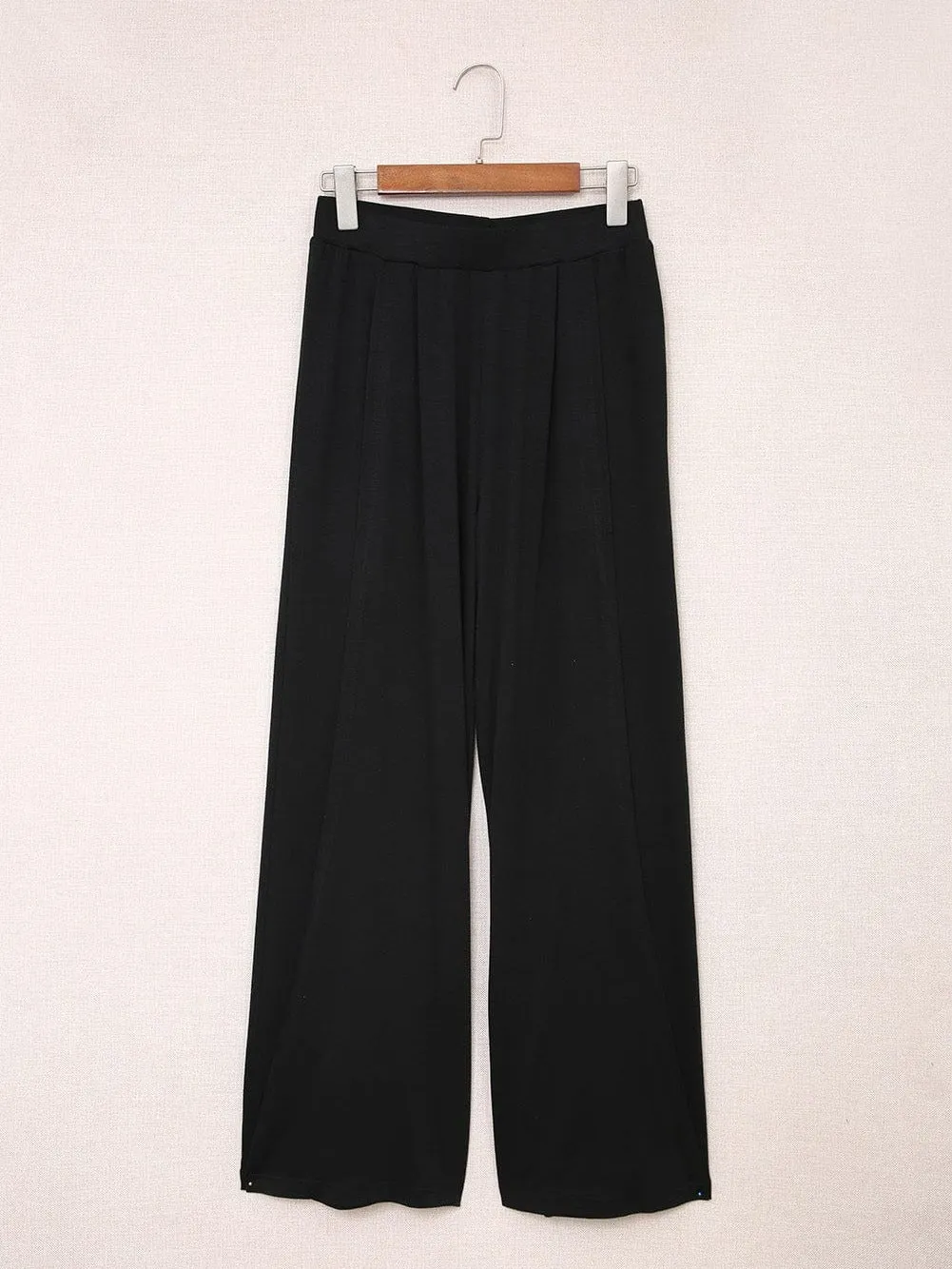 Black Tulip Hem High Waist Wide Leg Pants