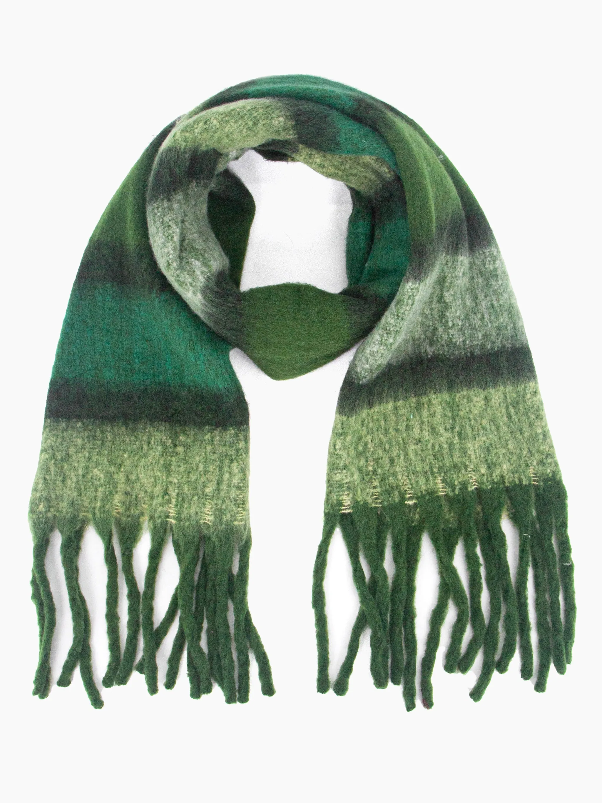 Blair Heavyweight Scarf - Green, Colour Block Stripe