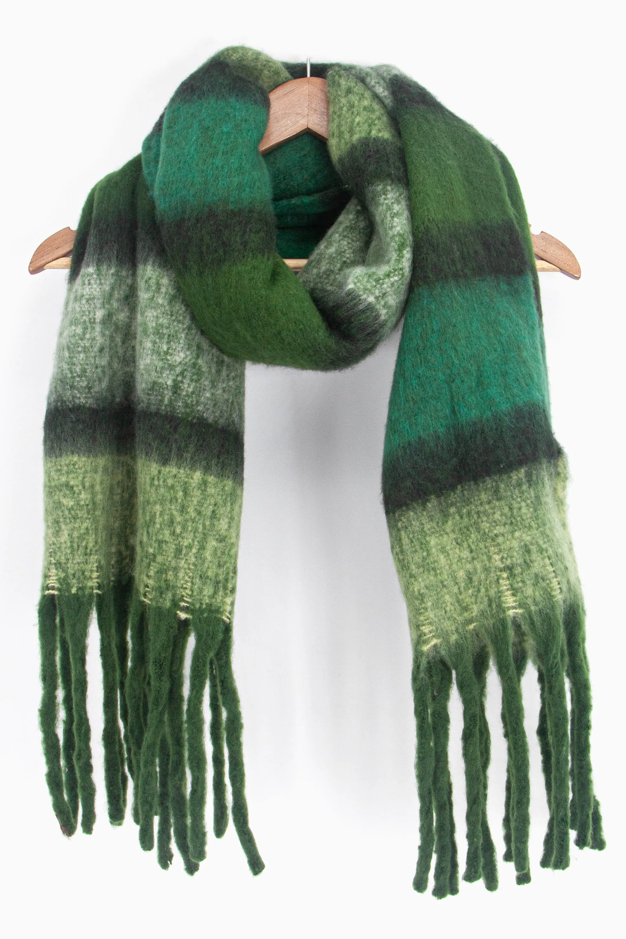 Blair Heavyweight Scarf - Green, Colour Block Stripe