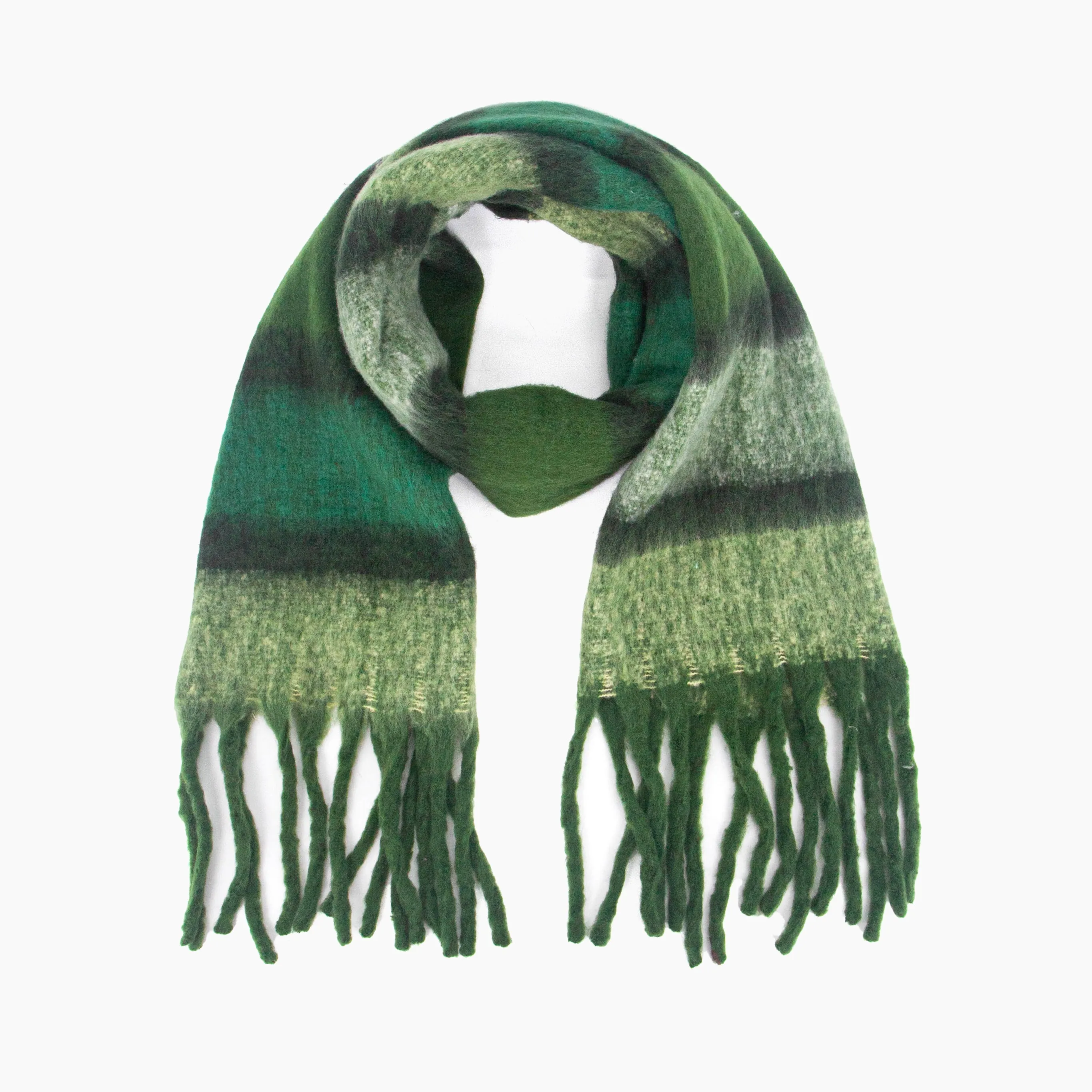 Blair Heavyweight Scarf - Green, Colour Block Stripe