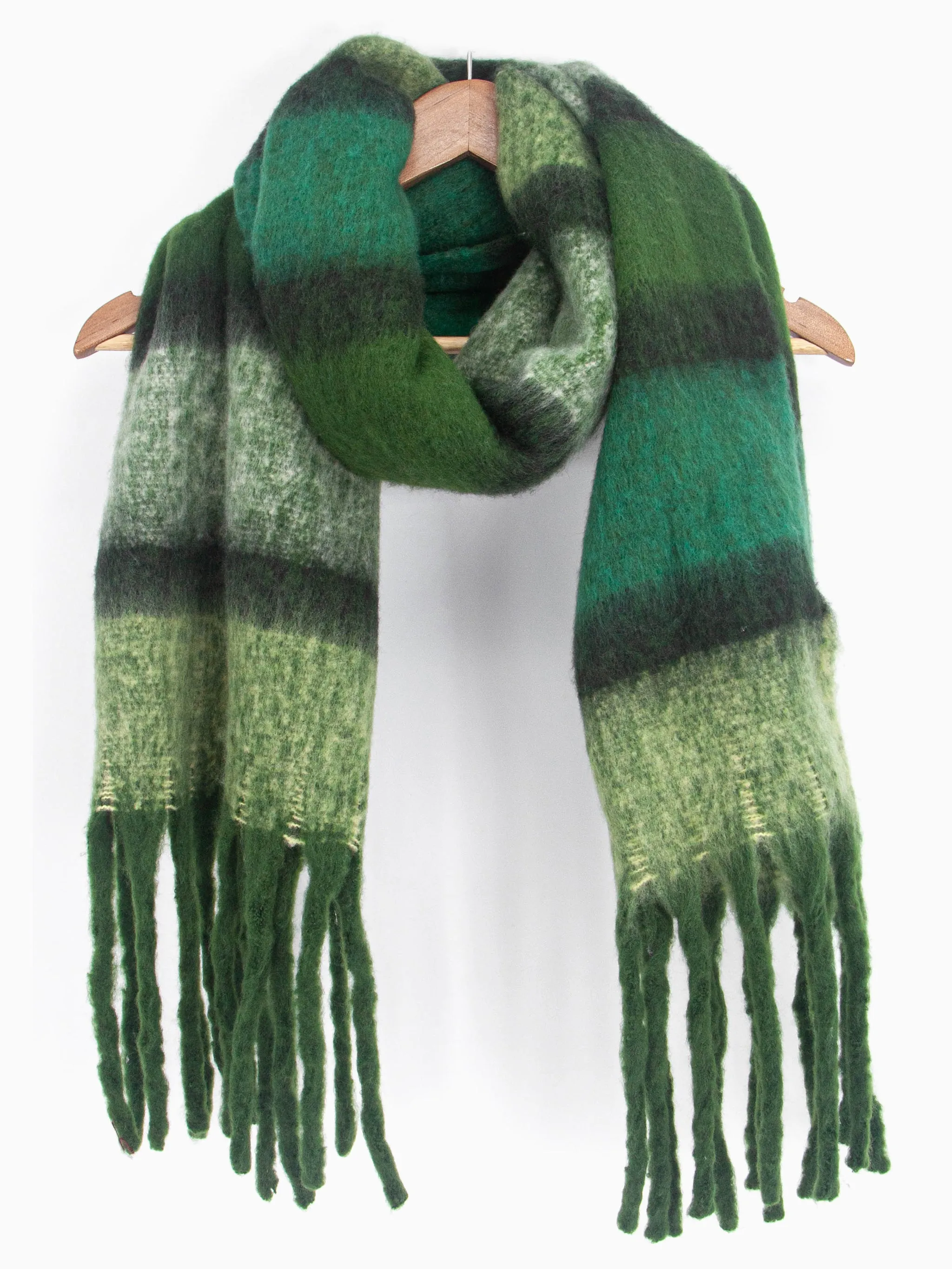 Blair Heavyweight Scarf - Green, Colour Block Stripe