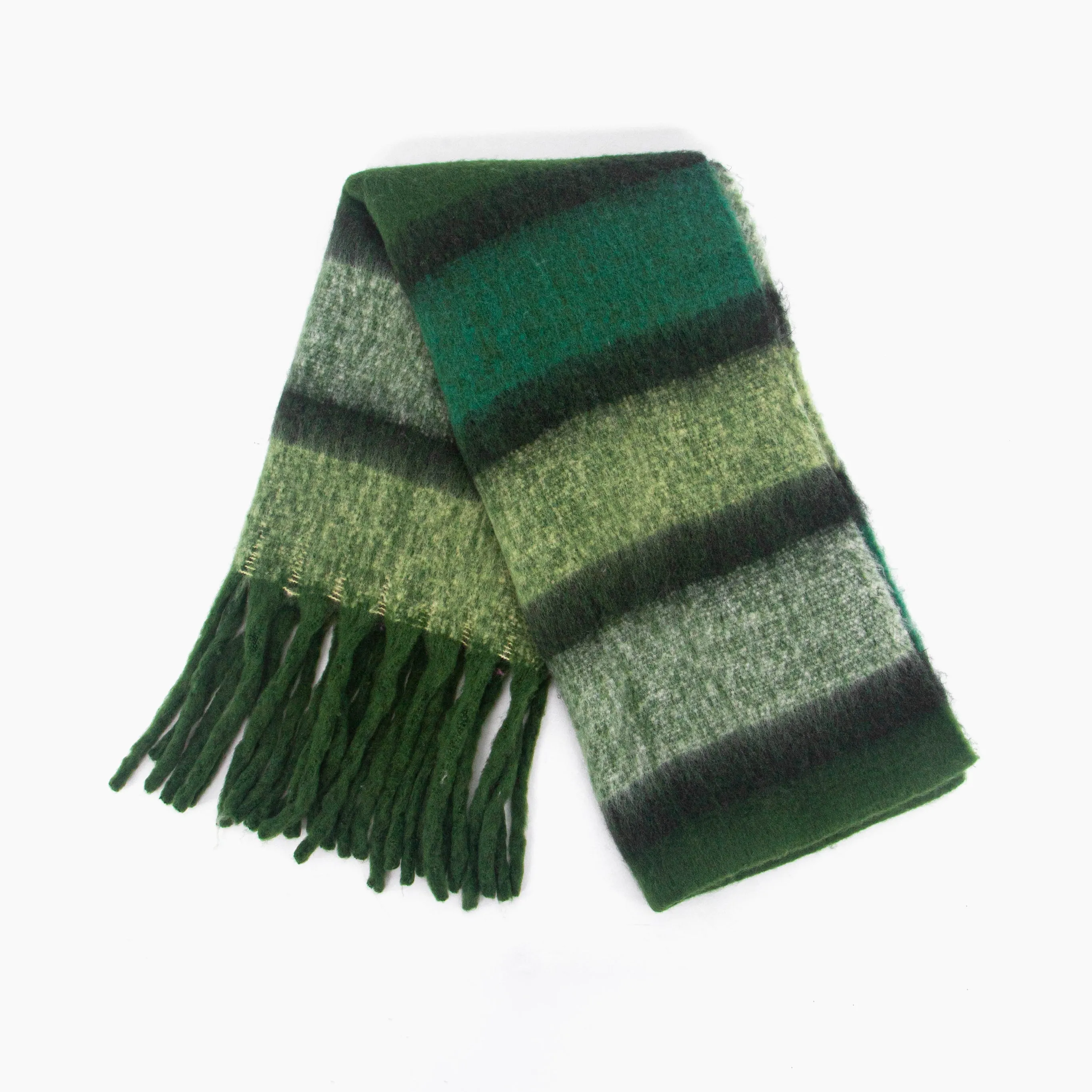 Blair Heavyweight Scarf - Green, Colour Block Stripe