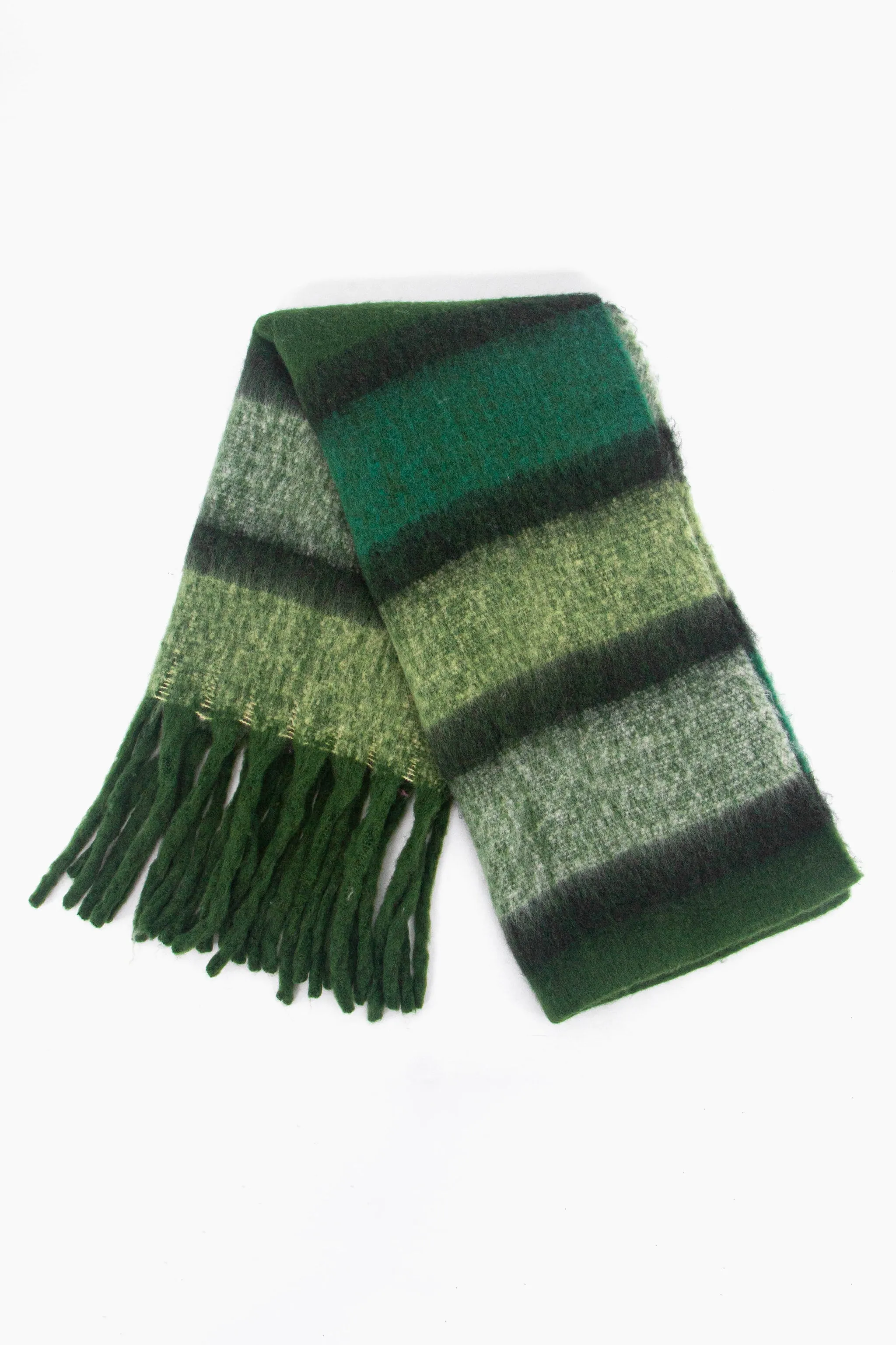 Blair Heavyweight Scarf - Green, Colour Block Stripe