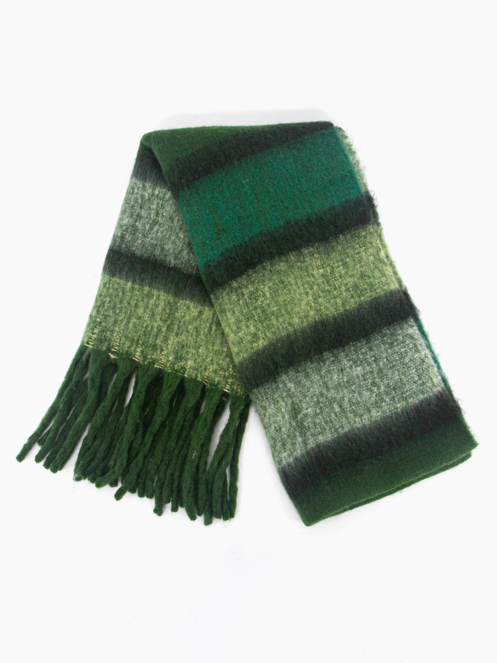 Blair Heavyweight Scarf - Green, Colour Block Stripe