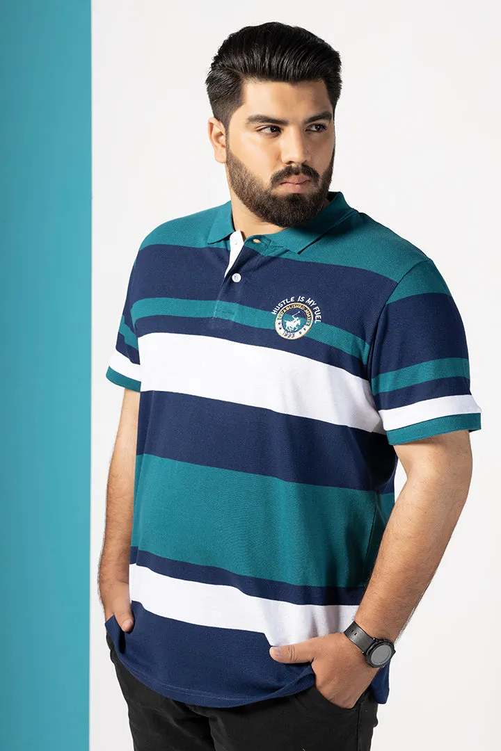 Blue Indigo Yarn Dyed Polo Shirt (Plus Size) - P22 - MP0063P