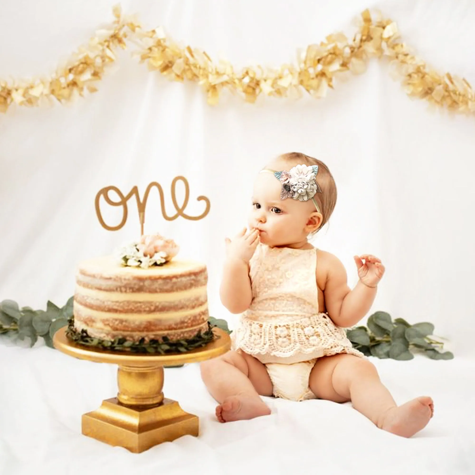 Boho Baby Girl Crochet Lace Romper for First Birthday Cake Smash Photoshoot