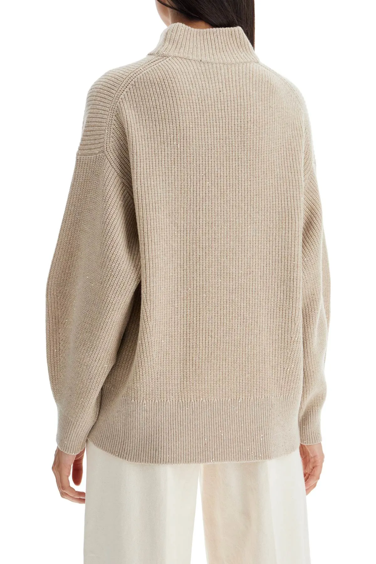 BRUNELLO CUCINELLI Luxe Cashmere-Wool Blend Sweater with Sparkling Sequins