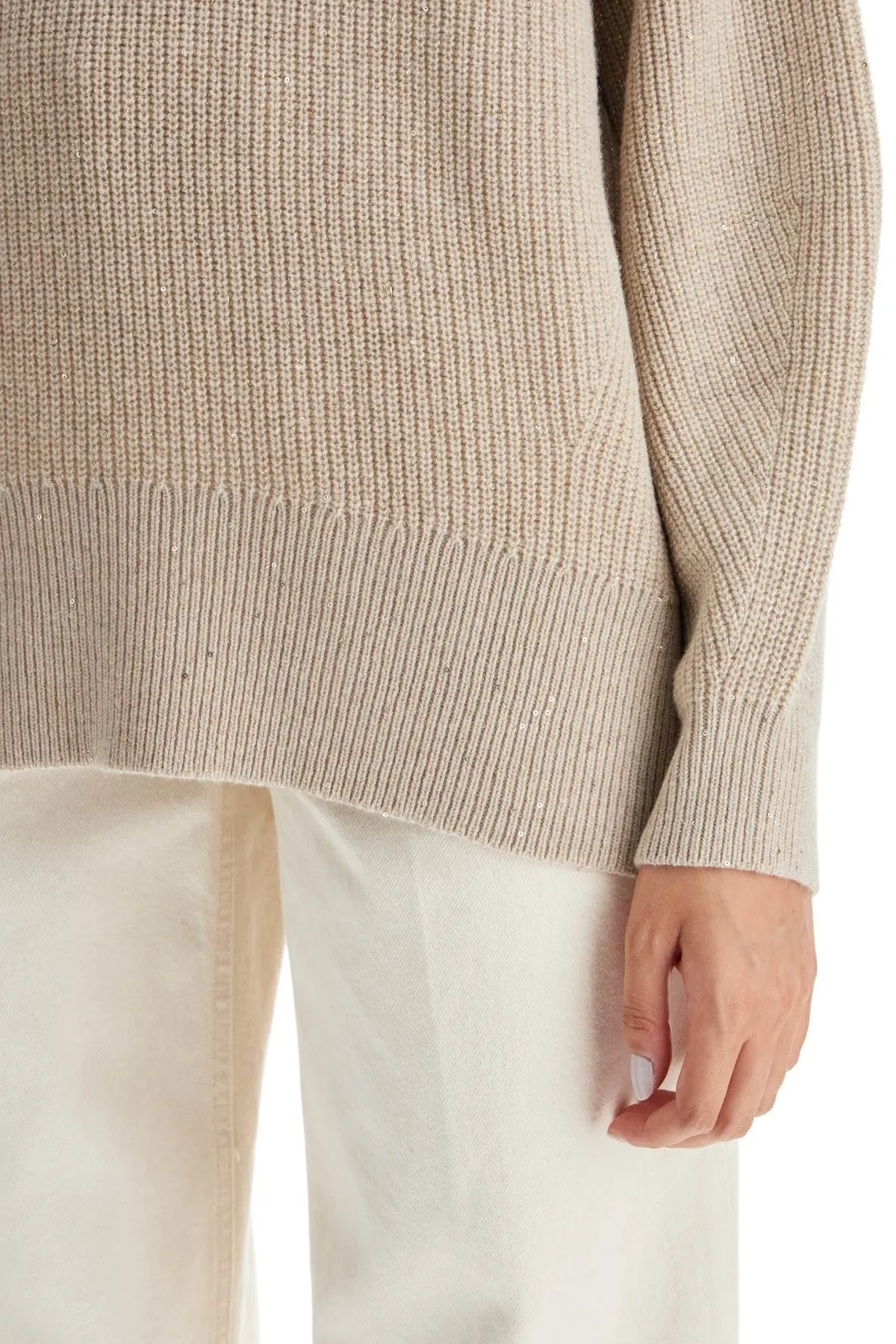 BRUNELLO CUCINELLI Luxe Cashmere-Wool Blend Sweater with Sparkling Sequins