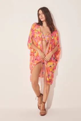 Brushed Floral Oversized Short Cape E4132A1670