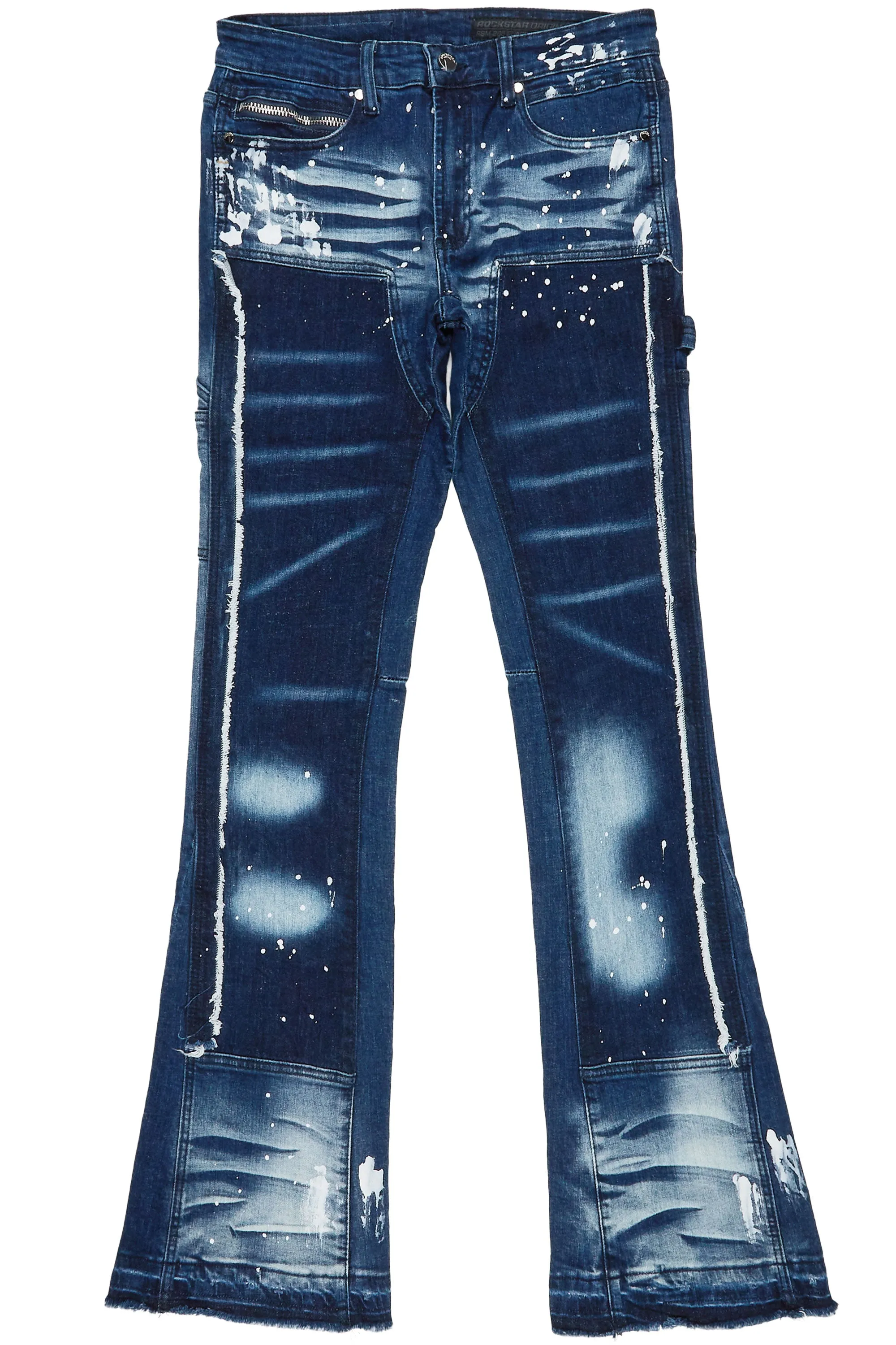 Carson Dark Blue Stacked Flare Jean