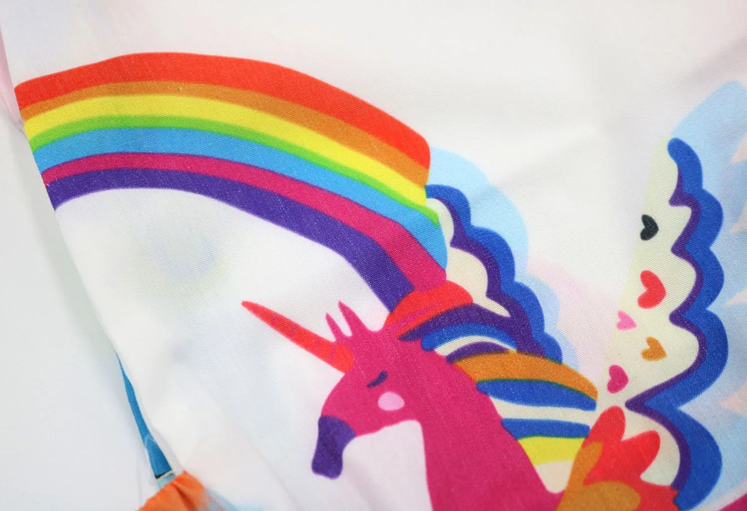 Cartoon Jumpsuits Rainbow Unicorn Bodysuit Printed Tulle Romper