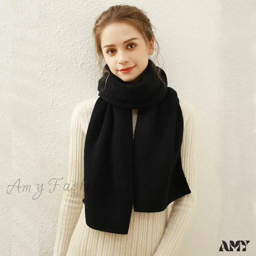 Cashmere Rib Knit Winter Scarf - Long Muffler for Women