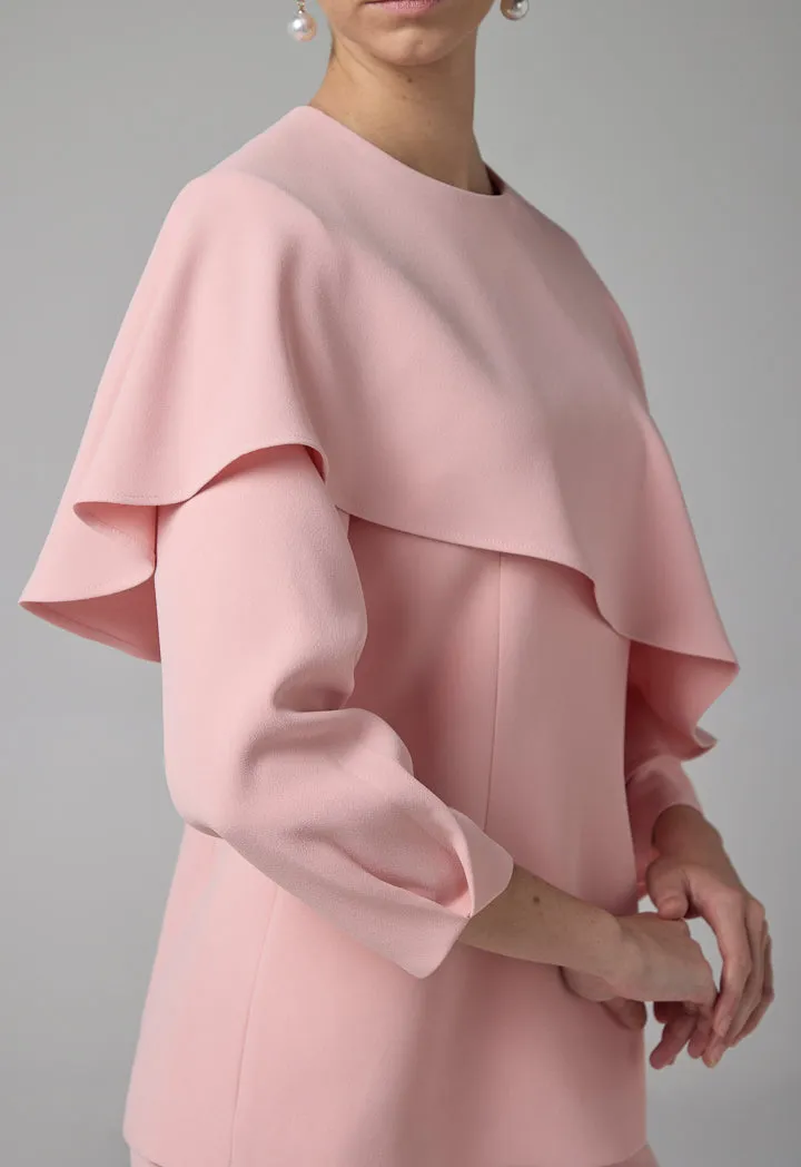 Choice Solid Cape Detail Blouse Blush